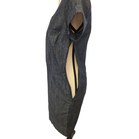 Boden NWOT Montmartre Short Sleeve Chambray Cotton Denim Shift Dress Size 2 - Picture 4 of 7